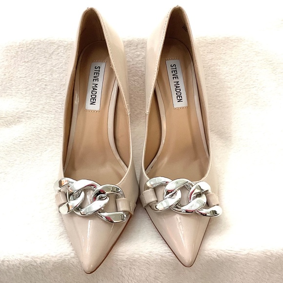 NUDE TAUPE STEVE MADDEN ZILDA DRESSY POINTED TOE HIGH HEEL SHOE Sz 6.5 - Picture 4 of 16